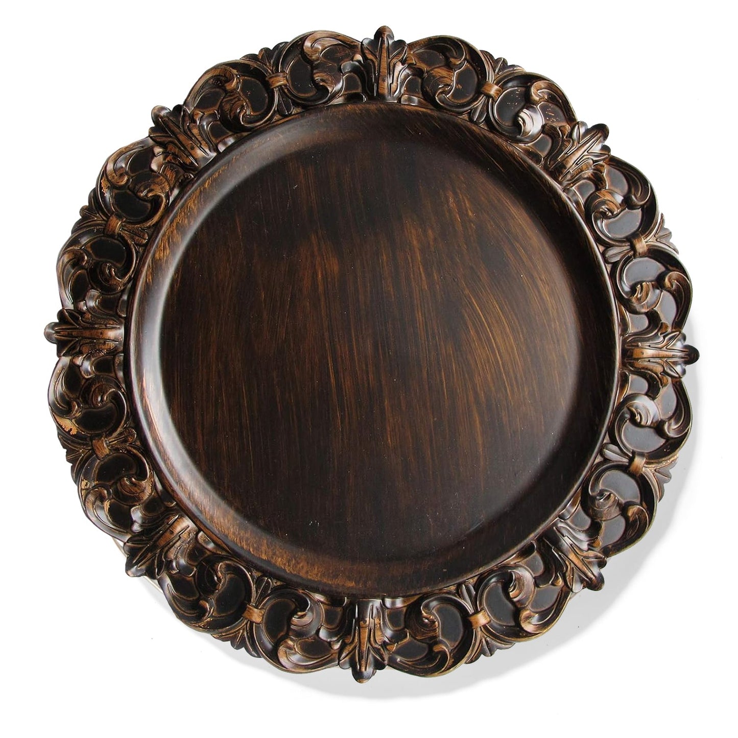 AVENIR BROWN EMOBSSED CHARGER PLATES SET OF 4 14"D