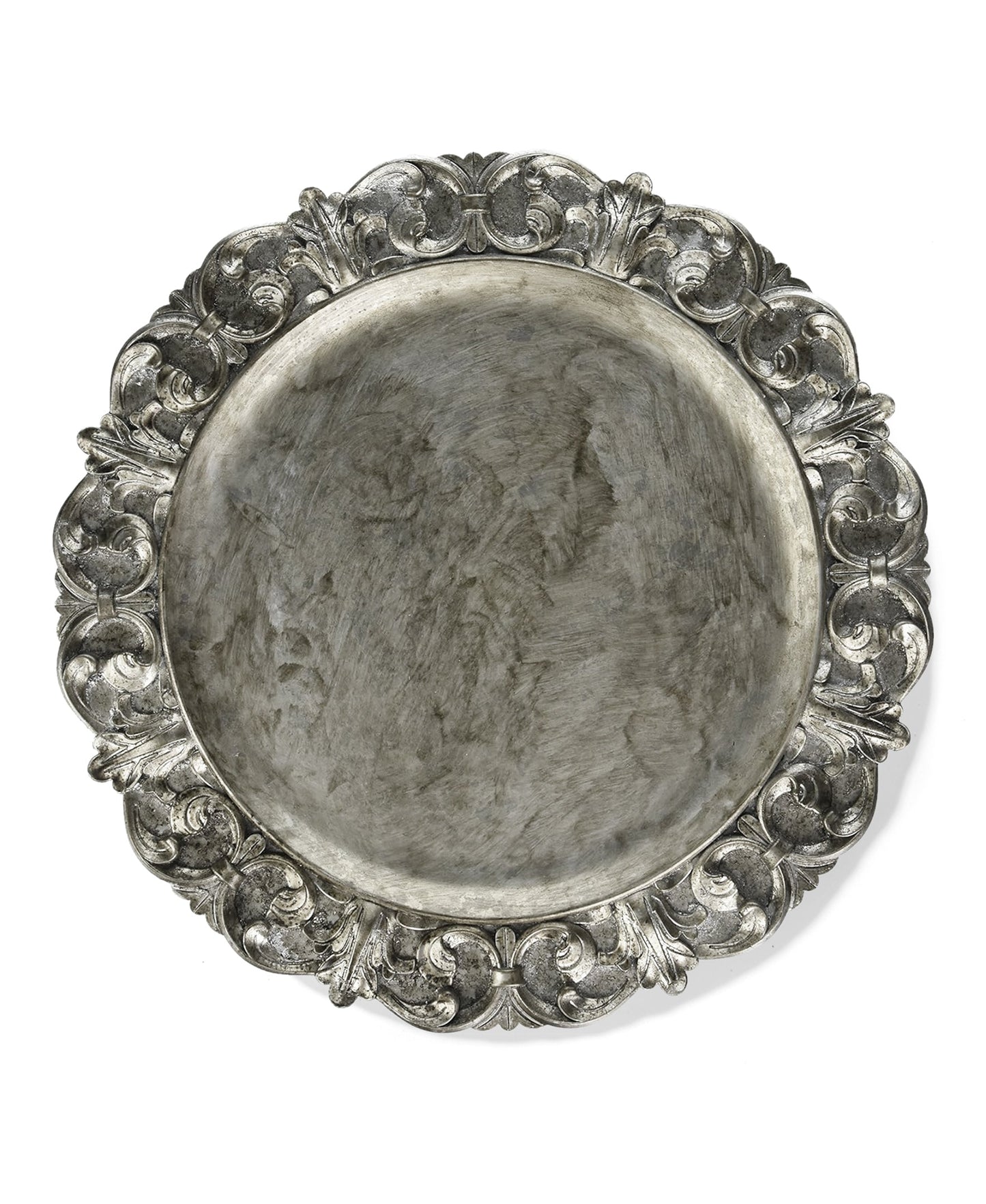 SILVER EMBOSSED CHARGER PLATES SET