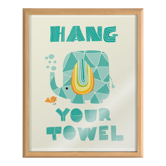 Blake Splish Splash Zoo Elephant Framed Printed Glass by Heather Rosas