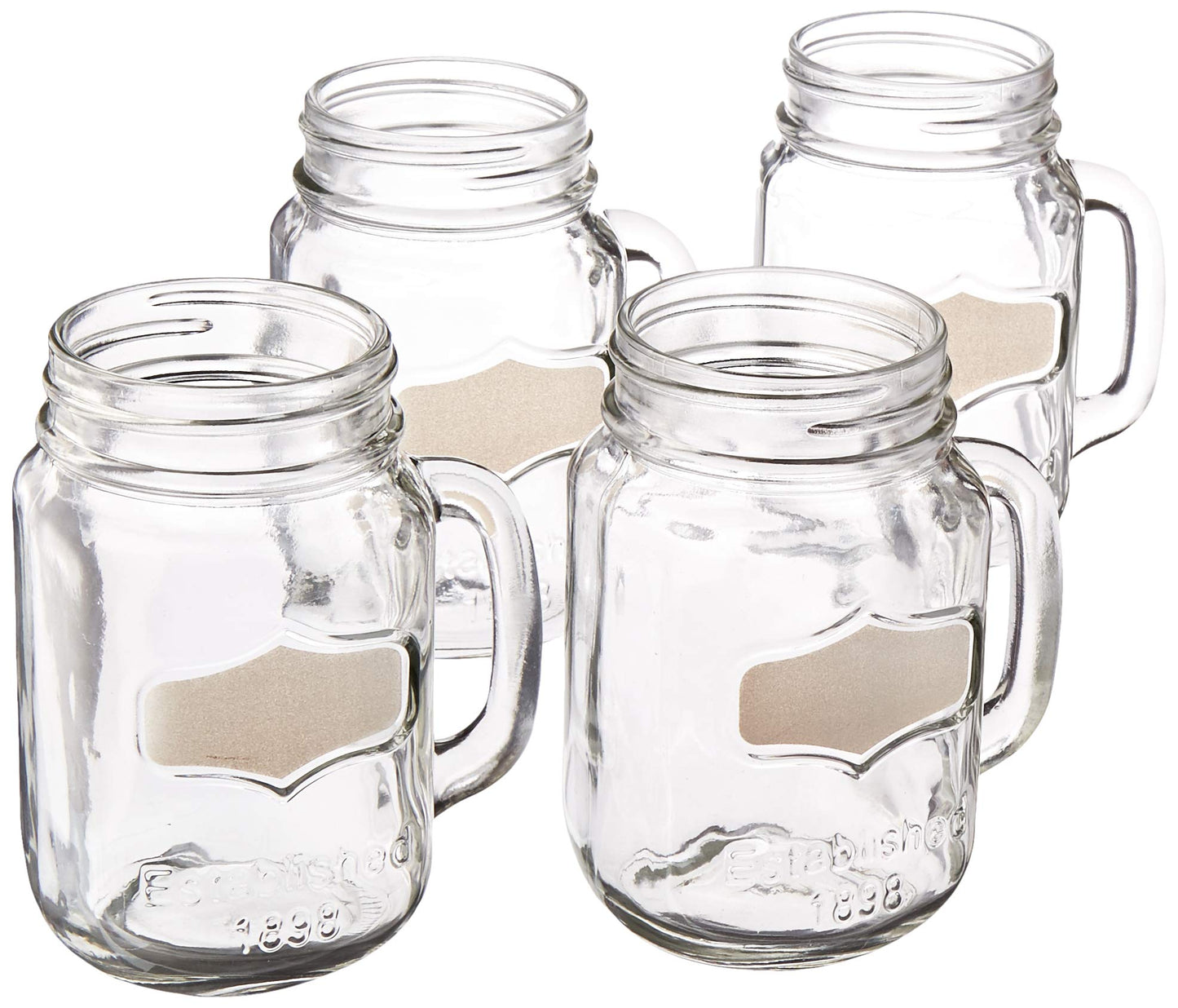 Yorkshire Element S/4 17.5oz mason JARS with SILVER metallic chalkboard in remailer packaging