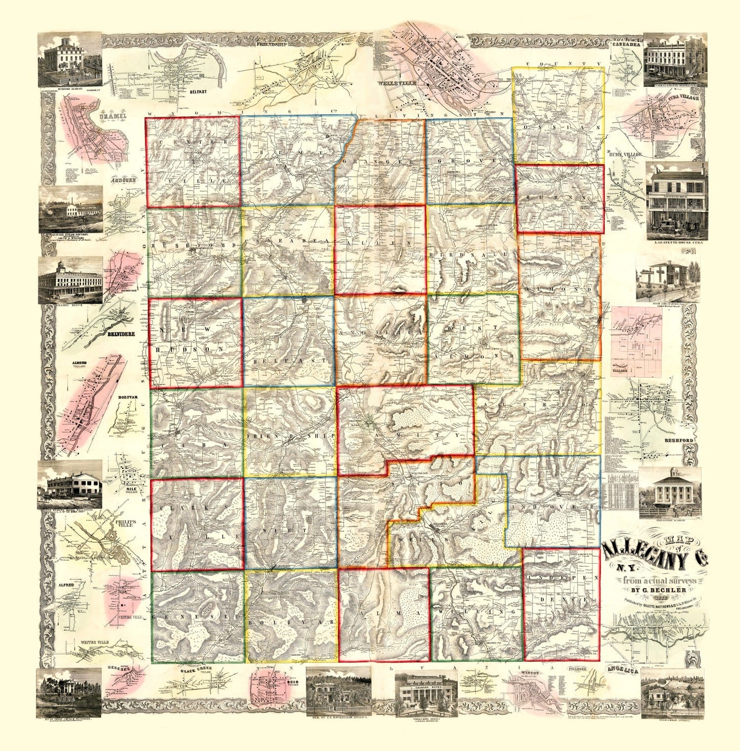 Vintage Map of Allegany County, New York 1856