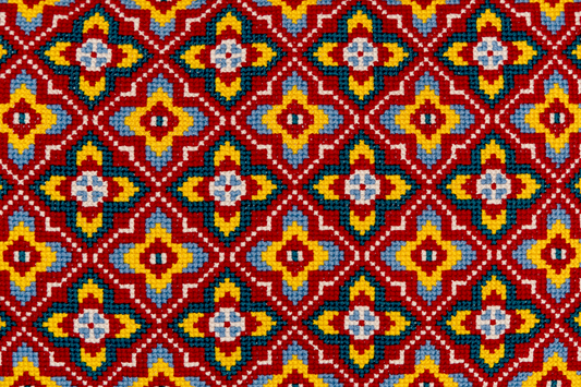 Hand Embroidered Cross-Stitch Pillow Cover 14" x 20"