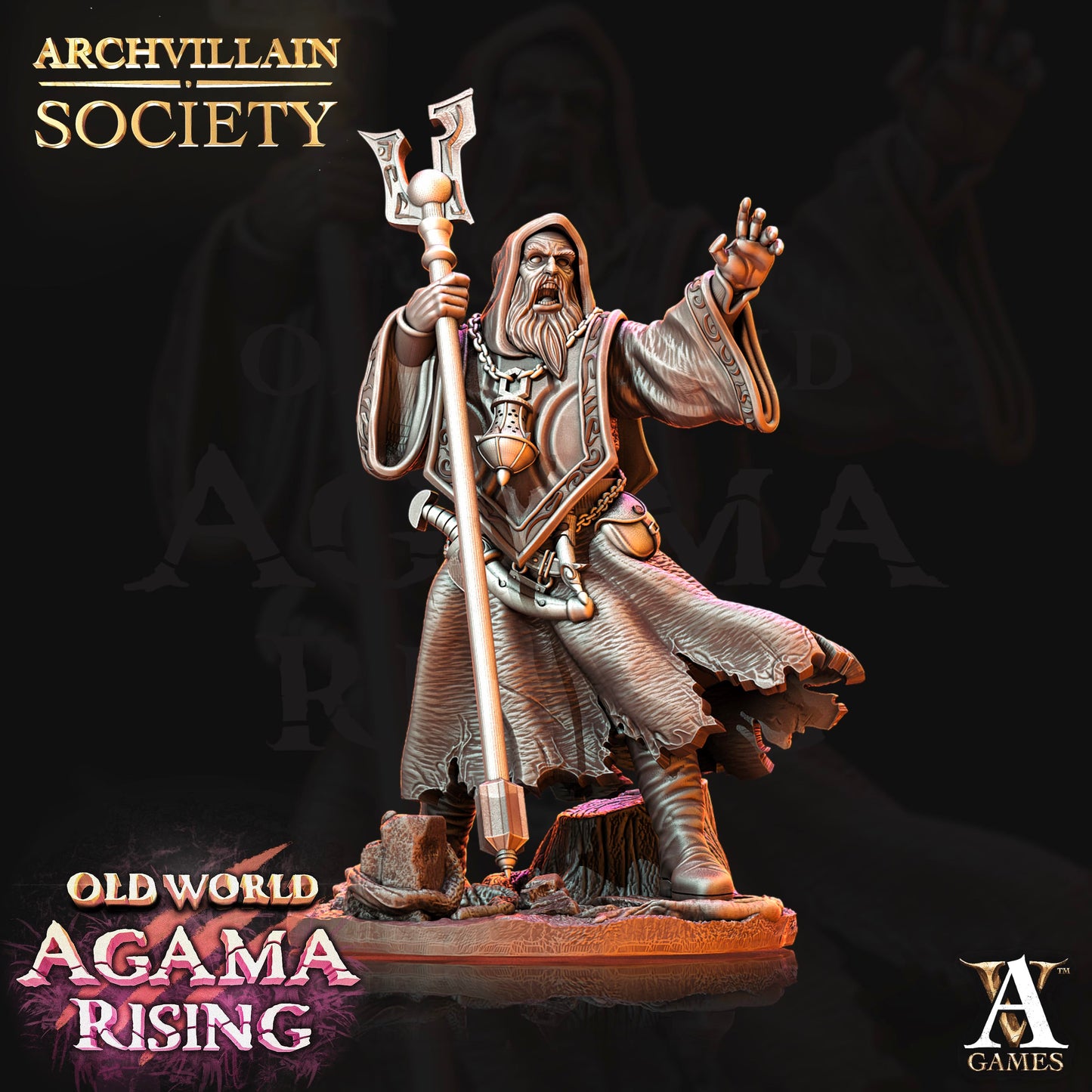 3D Printed Archvillain Games Archvillain Society Vol 2 Rupert - Mage Fanatic 28mm 32mm D&D
