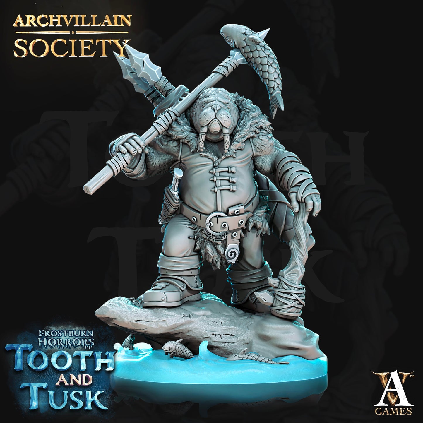 3D Printed Archvillain Games Archvillain Society Vol. VI Phinn - Walrus Whaler 28mm 32mm D&D