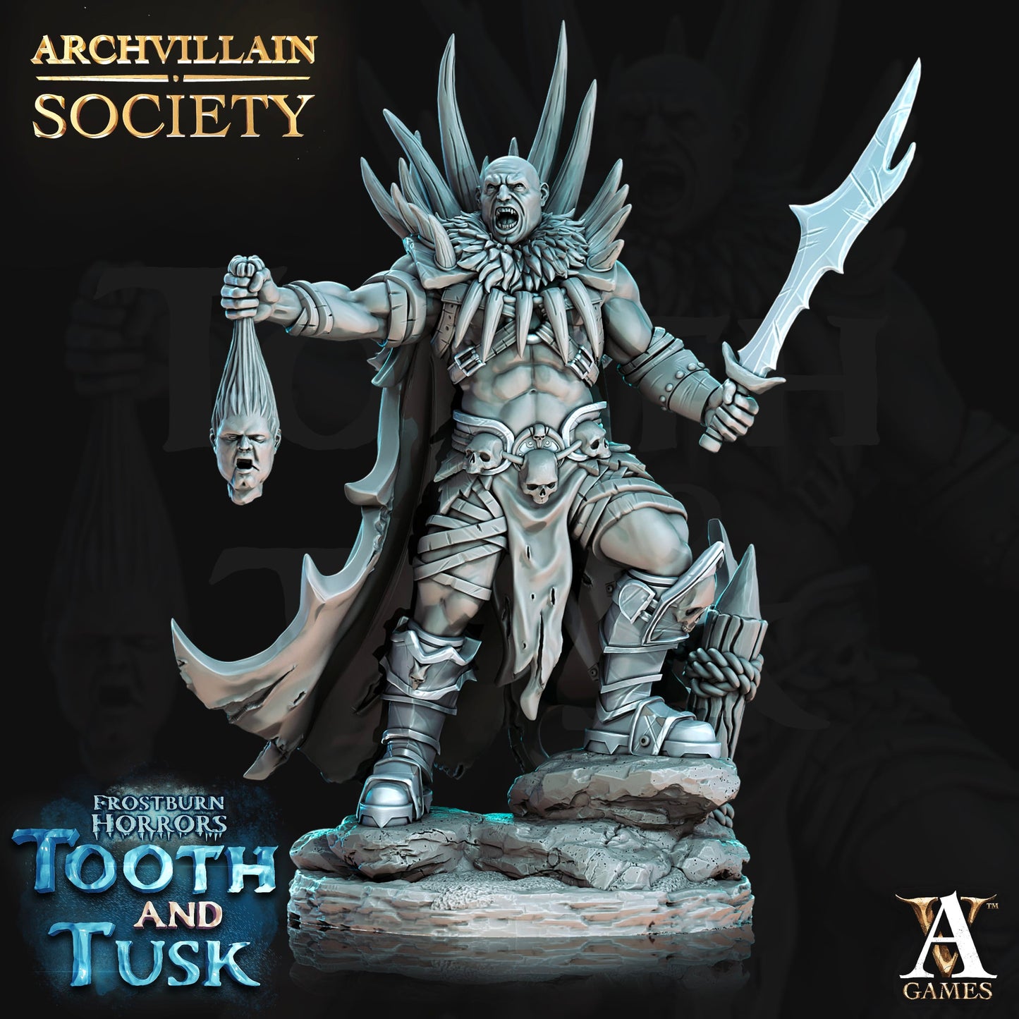 3D Printed Archvillain Games Archvillain Society Vol. VI Rhel - Corrupted Barbarian 28mm 32mm D&D
