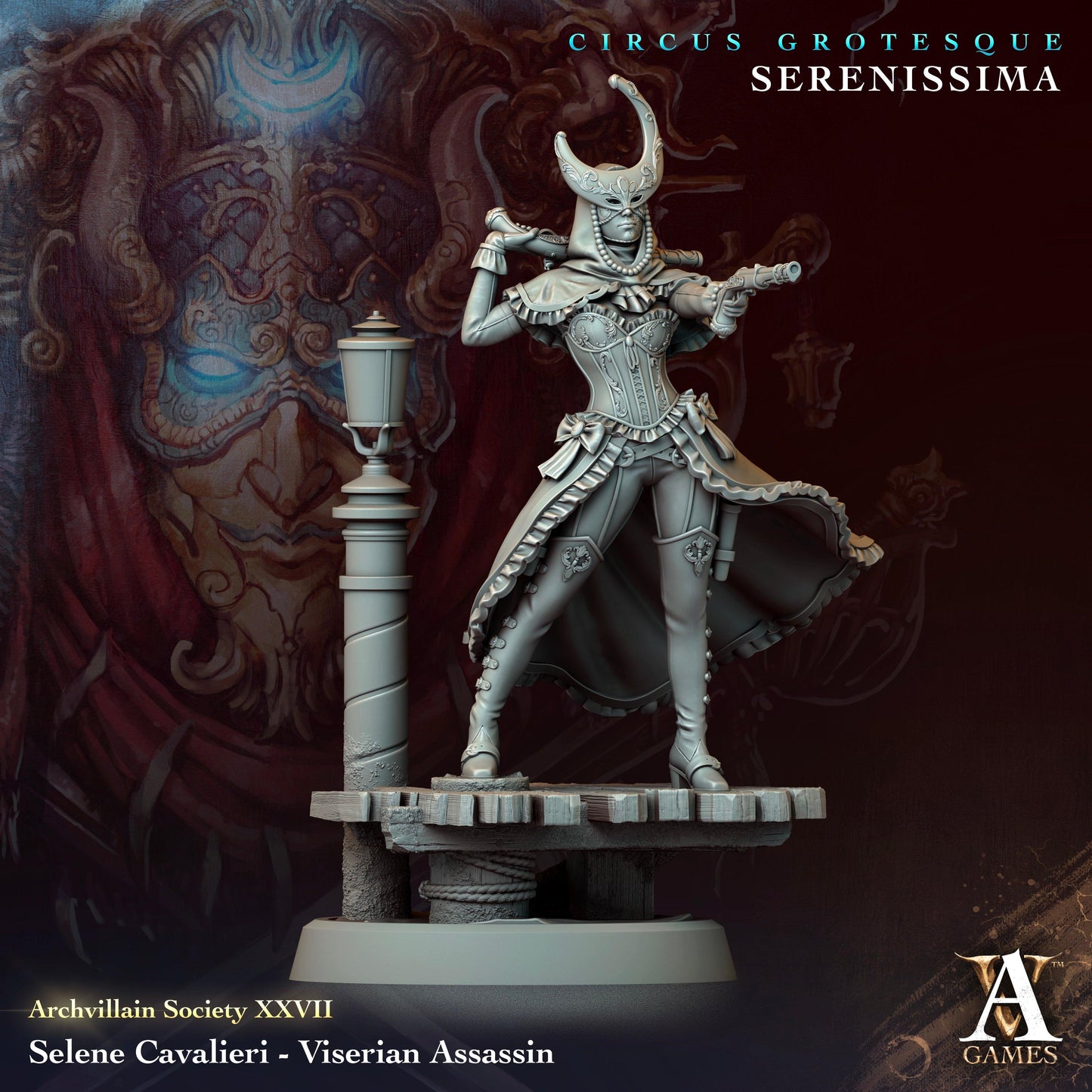 3D Printed Archvillain Games Archvillain Society Vol. XXVII Selene Cavalieri - Viserian Assassin 28 32mm D&D