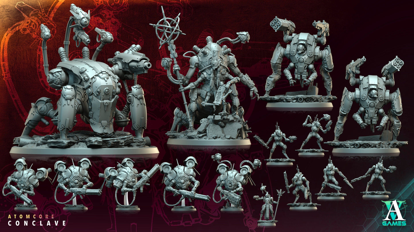 3D Printed Archvillain Games Atomcore Sentinel Atomcore - Conclave 28 32mm D&D