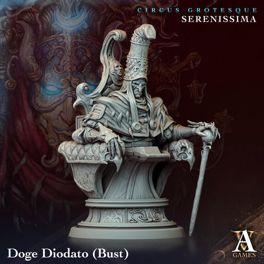 3D Printed Archvillain Games Circus Grotesque - Serenissima Doge Diodato - Bust 28 32mm D&D