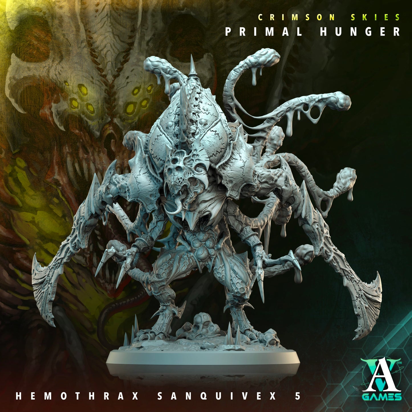 3D Printed Archvillain Games Crimson Skies Primal Hunger - Hemothrax Sanquivex 28mm 32mm D&D