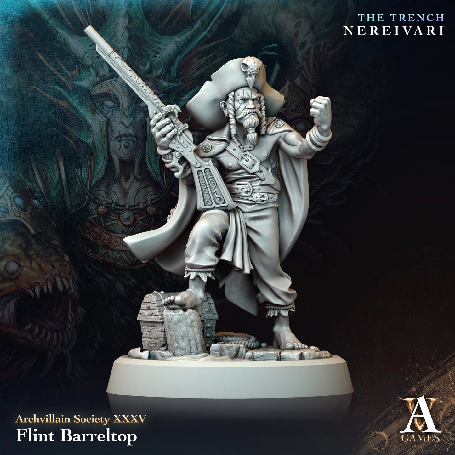 3D Printed Archvillain Games Flint Barreltop Archvillain Society Vol XXXV 28 32mm D&D