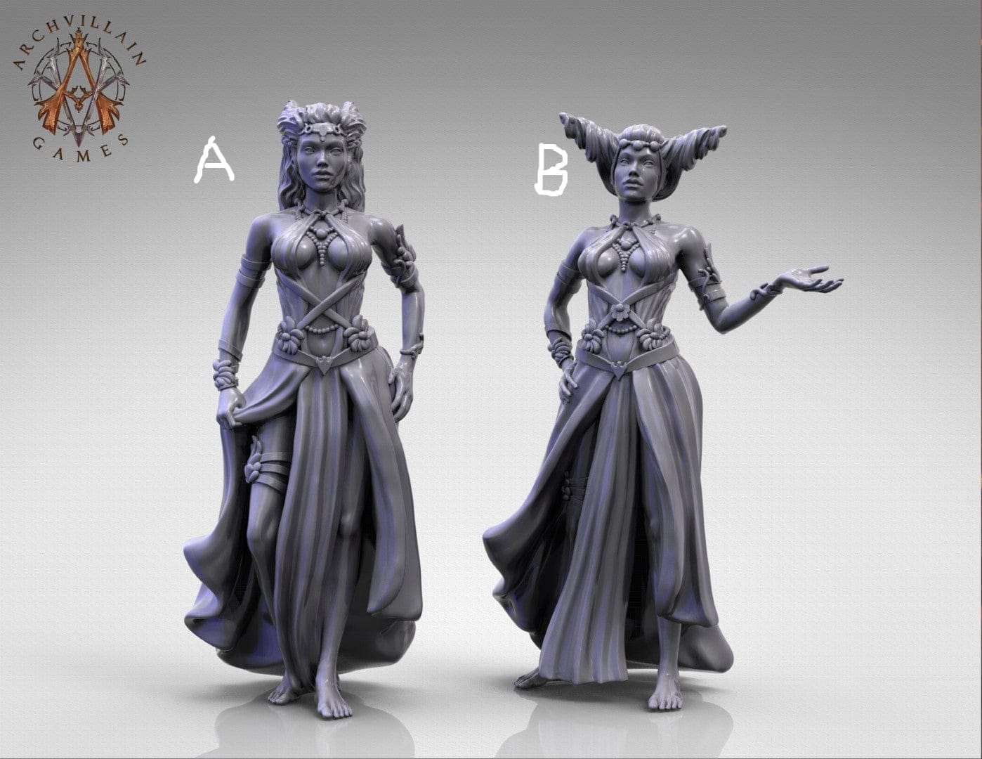 3D Printed Archvillain Games - Human Consorts Mistresses 28 32mm D&D