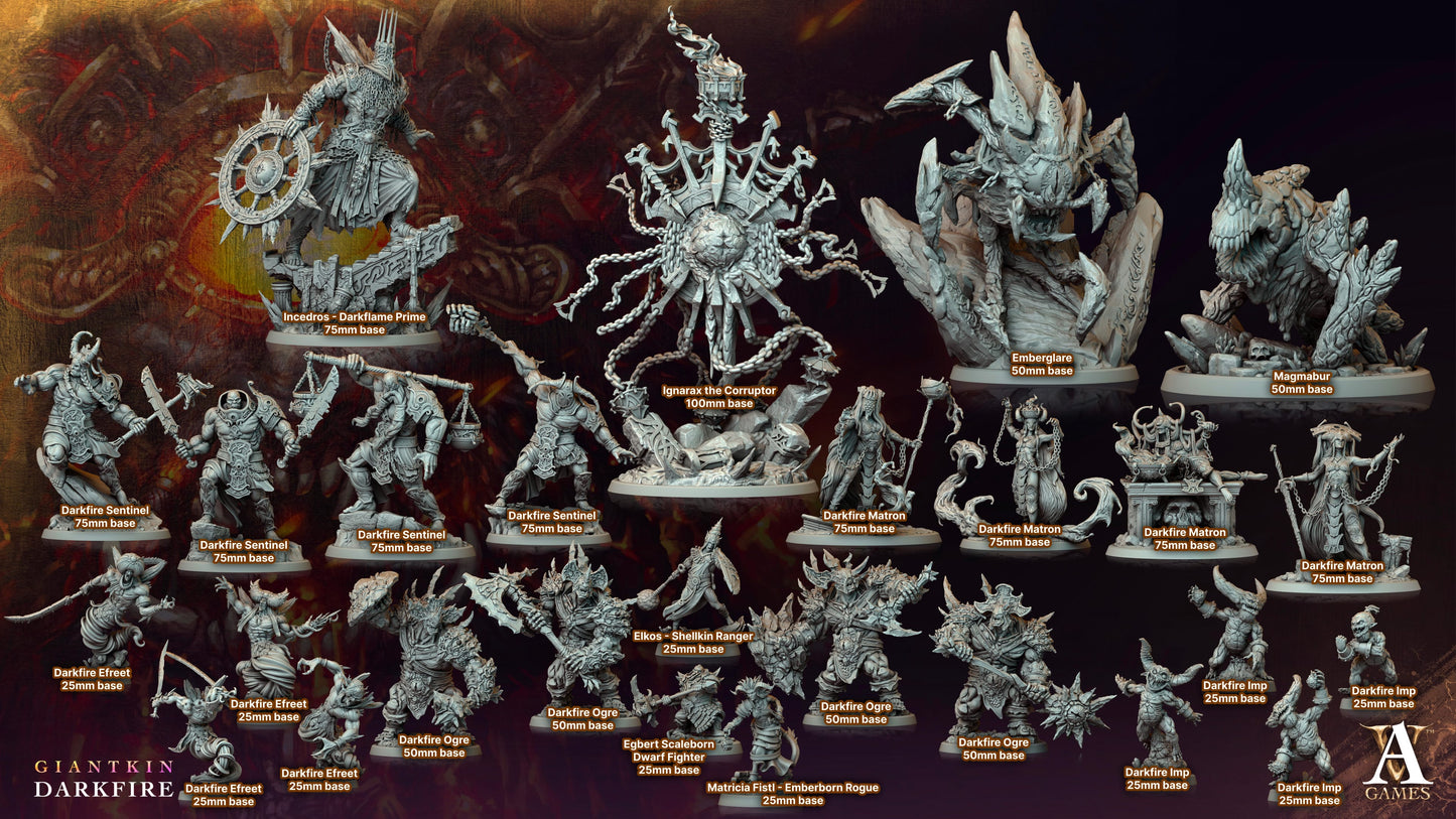 3D Printed Archvillain Games Ignarax the Corruptor Giantkin Darkfire Archvillain Society Vol. XXXIV 28 32mm D&D