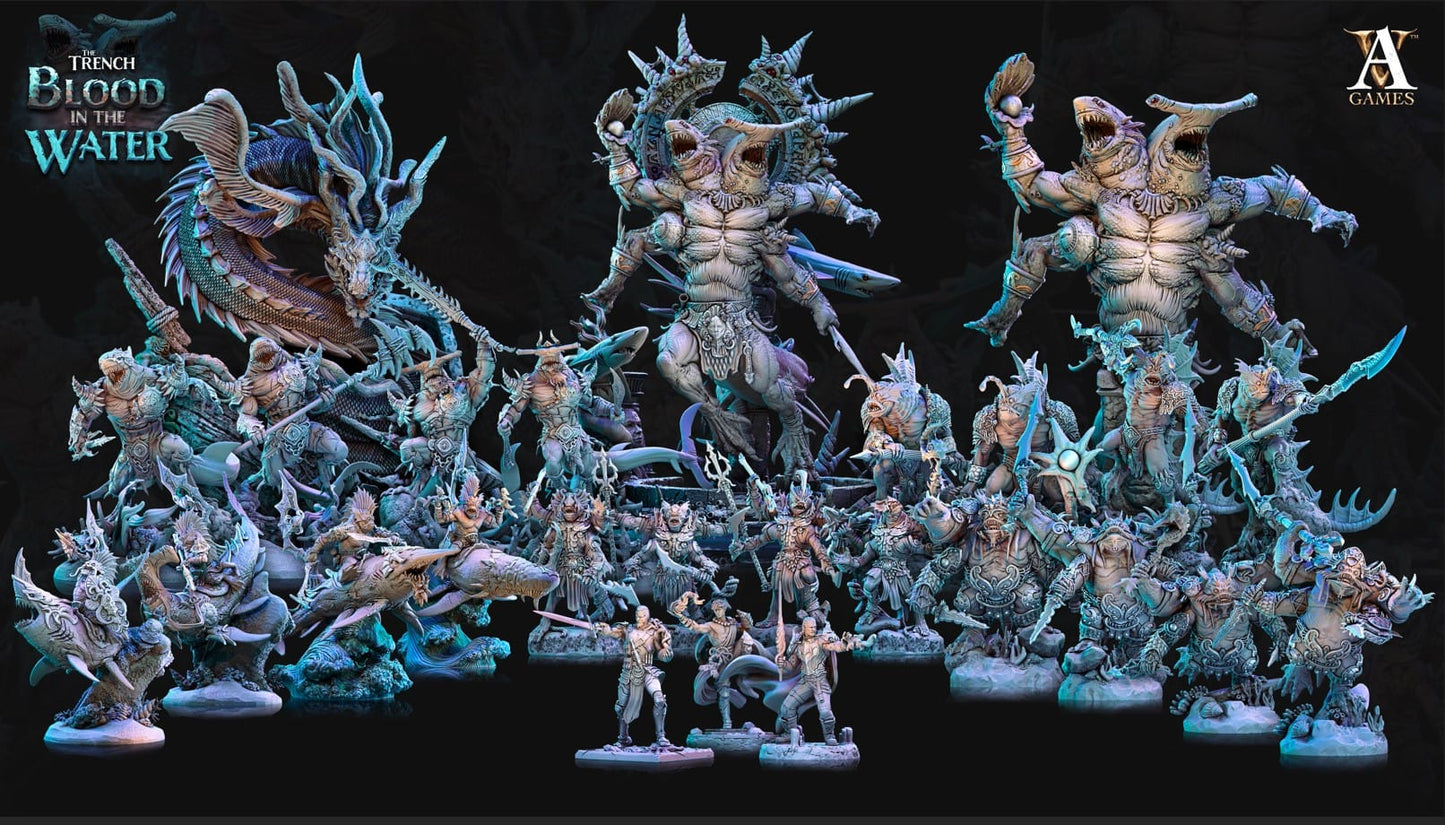 3D Printed Archvillain Games Karkhareetoth Bust The Trench Blood In the Water 28 32mm D&D