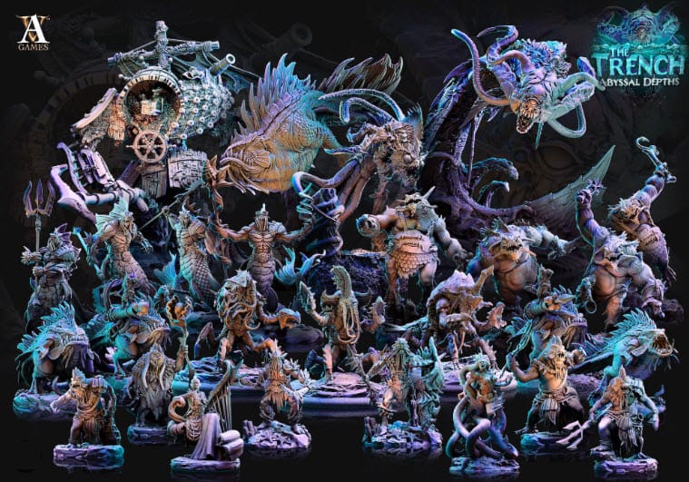 3D Printed Archvillain Games Morlok Pouncers The Trench Abyssal Depths 28 32mm D&D