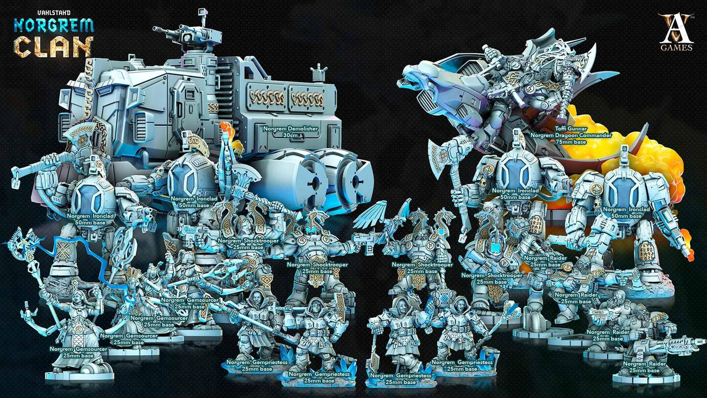 3D Printed Archvillain Games Norgrem Raiders Vahlstahd - Norgrem Clan 28 32mm D&D