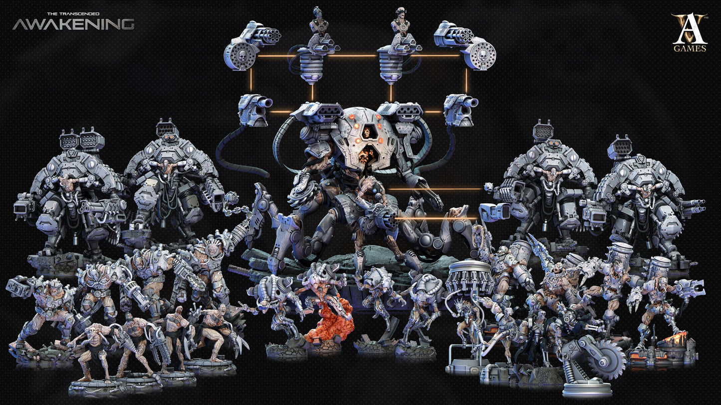 3D Printed Archvillain Games Trancended Fleshgrafts - The Transcended 28 32mm D&D