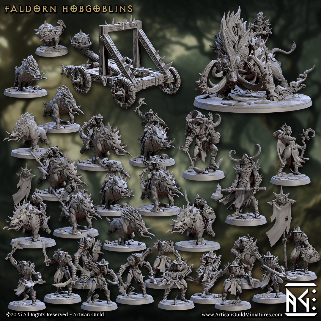 3D Printed Artisan Guild Bloodtusk King of the Hogs Faldorn Hobgoblin Set 28mm 32mm