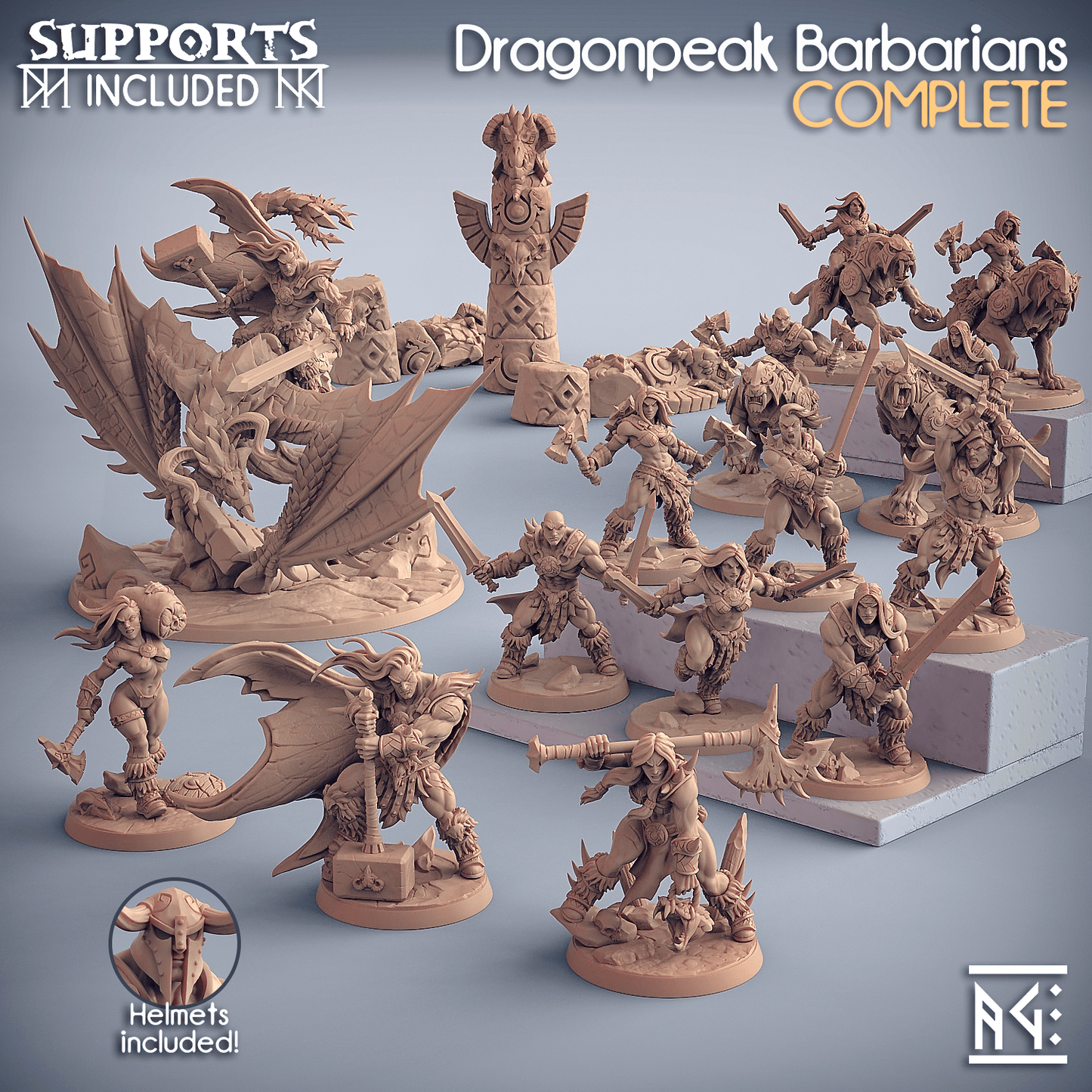 3D Printed Artisan Guild Brunilde Snakeslayer Dragonpeak Barbarians 28mm 32mm