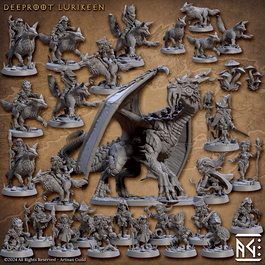 3D Printed Artisan Guild Deeproot Lurikeens Deeproot Lurikeen Set 28mm 32mm
