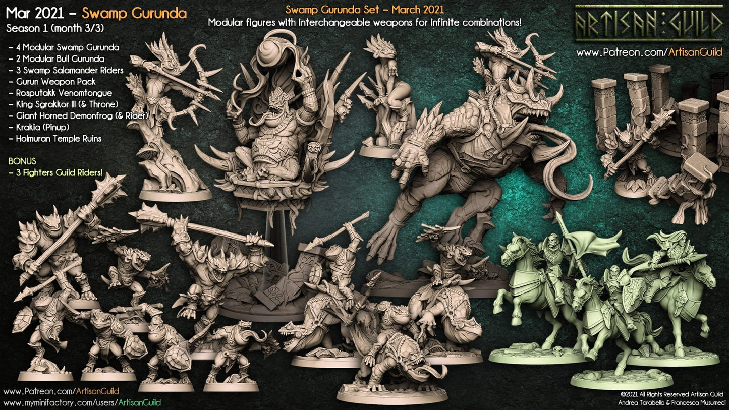 3D Printed Artisan Guild Giant Horned Demonfrog Swamp Gurunda 28mm 32mm