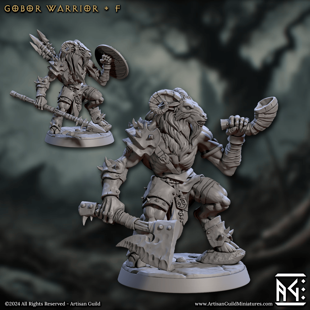 3D Printed Artisan Guild Gobor Warriors Set Rise of the Beastmen Set 28mm 32mm