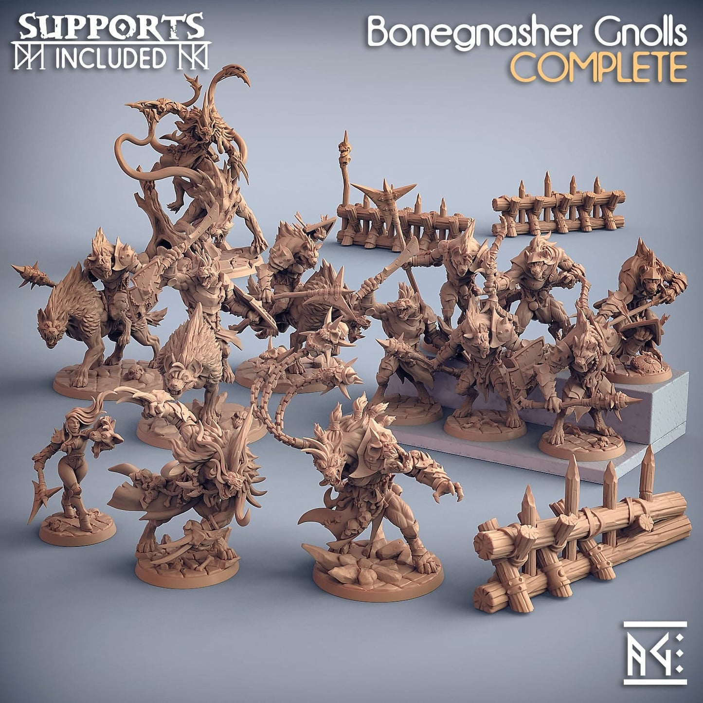 3D Printed Artisan Guild Hyenafiend Riders Bonegnasher Gnolls 28mm 32mm