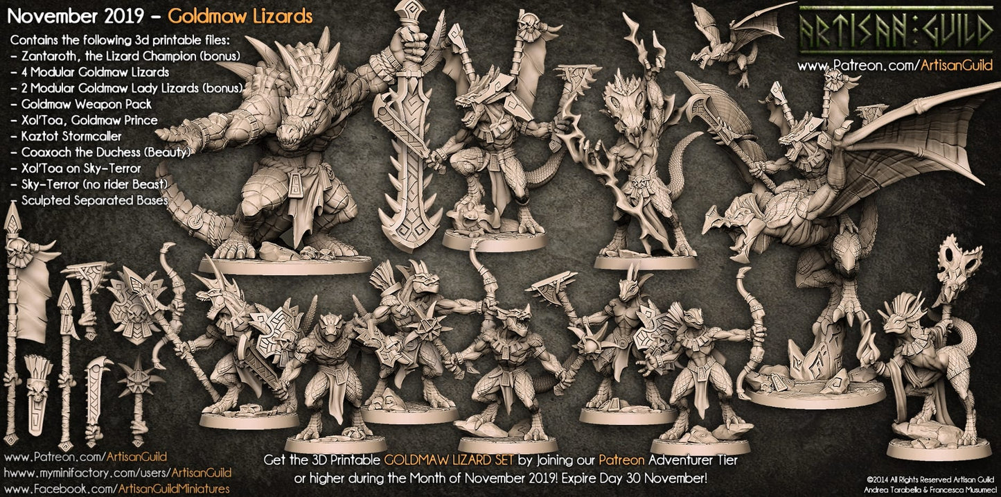 3D Printed Artisan Guild Modular Goldmaw Lizards Goldmaw Lizards Set 28mm 32mm