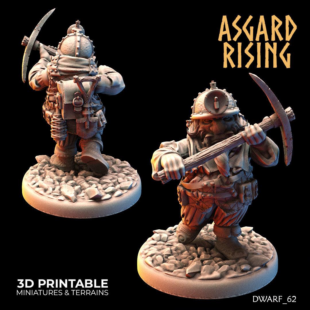 3D Printed Asgard Rising Dwarf Dwarven Miners Set 3 28mm - 32mm