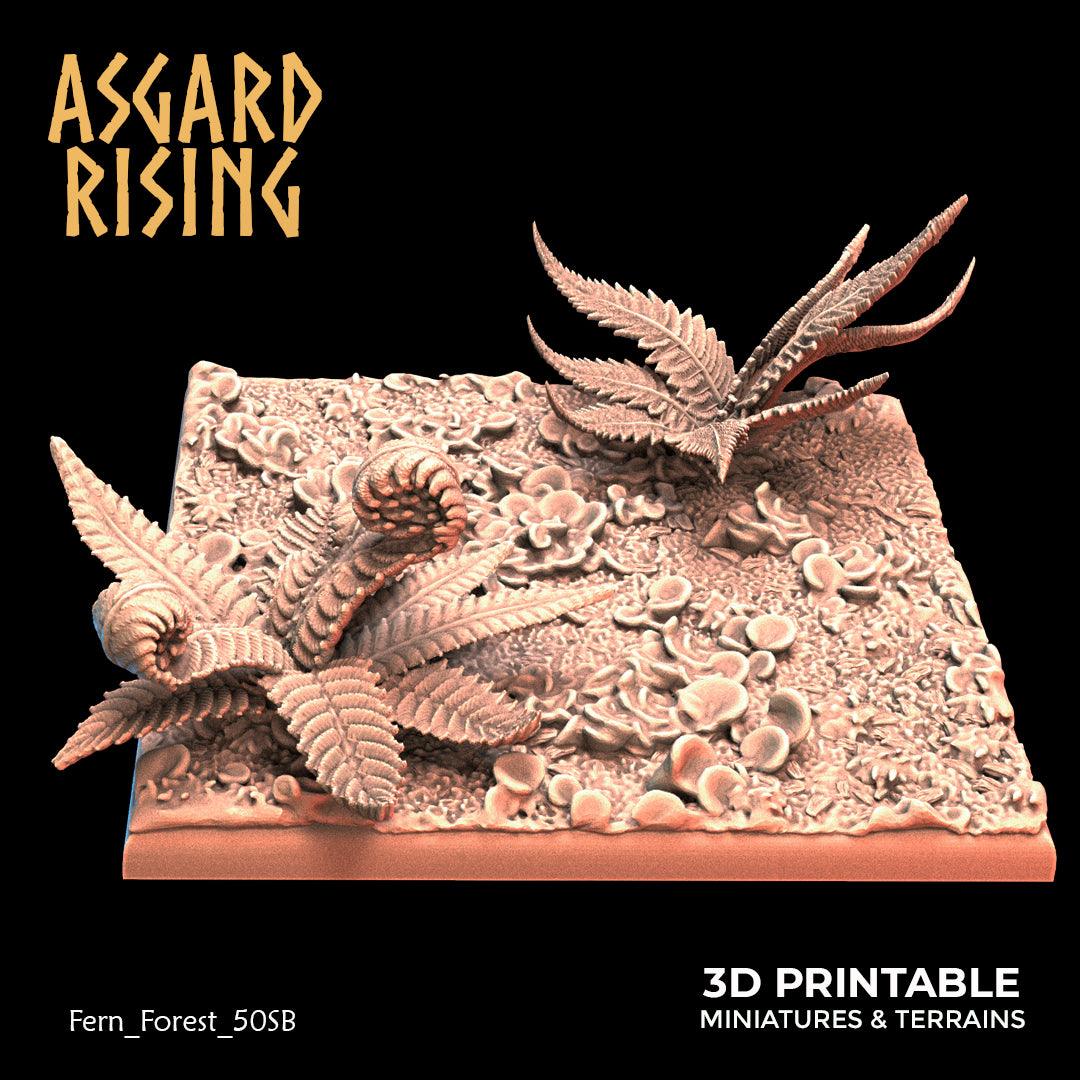 3D Printed Asgard Rising Fern Forest - 50mm Square Base Wargaming DnD