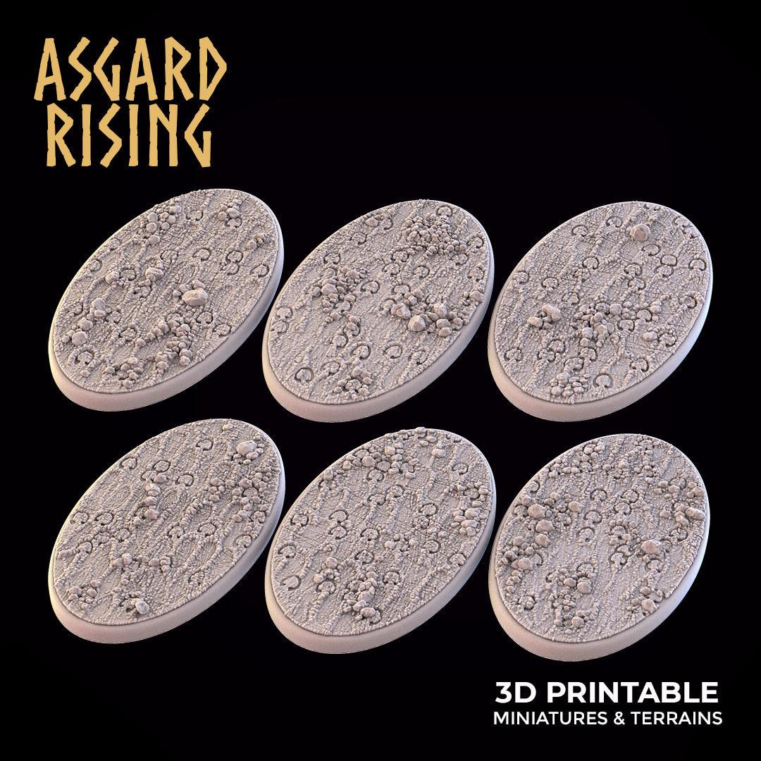 3D Printed Asgard Rising Mud Dirt Oval Base Set 35x60mm - 32mm D&D