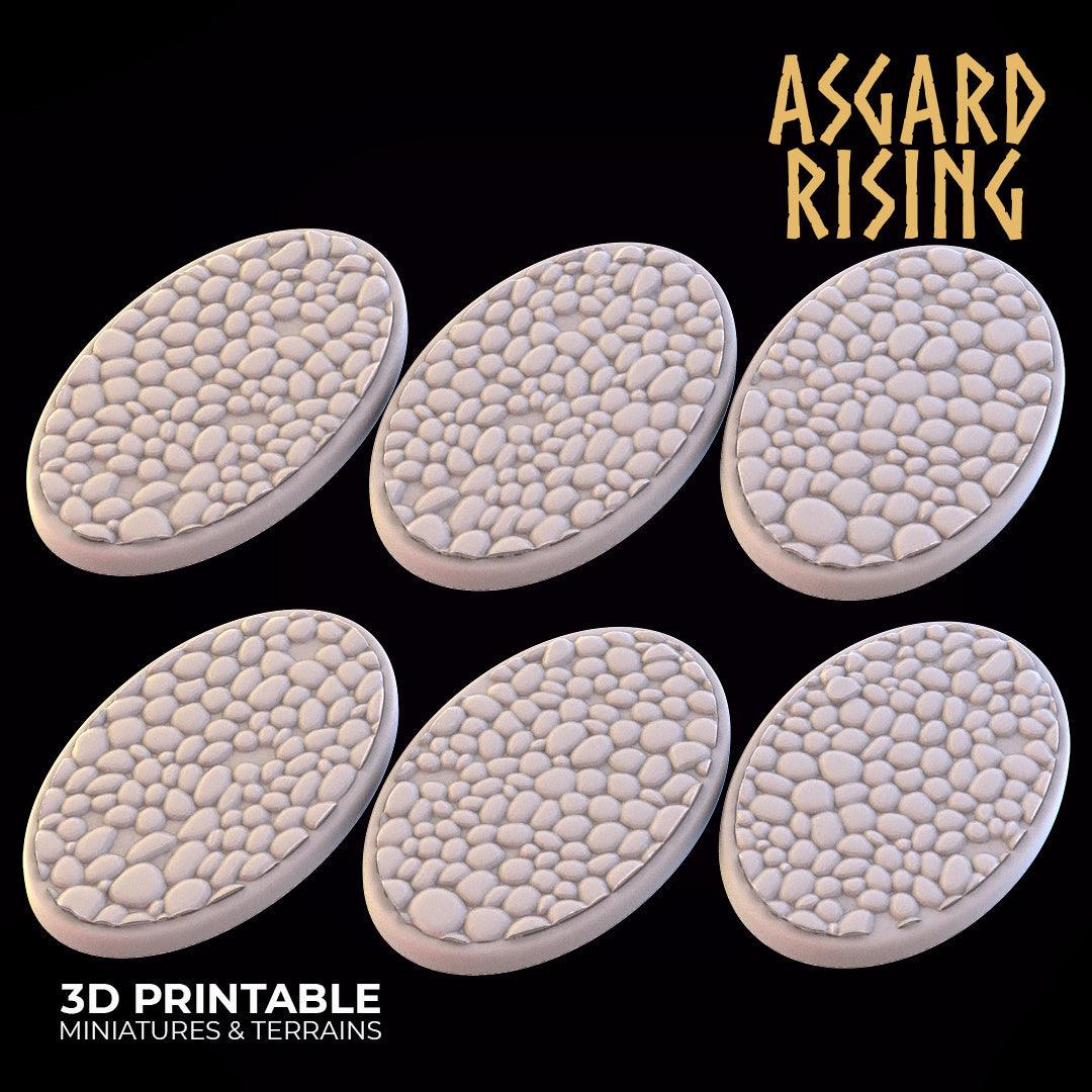 3D Printed Asgard Rising Pavement Oval Base Set 35x60mm - 32mm D&D
