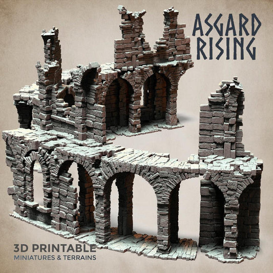 3D Printed Asgard Rising Stone Construction Ruins Ruined Modular Set 28mm - 32mm Ragnarok D&D