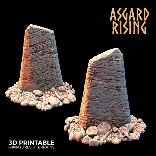 3D Printed Asgard Rising Tombstone and Gravestone Set 28mm-32mm Ragnarok D&D
