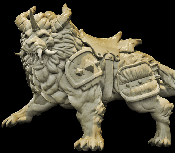 3D Printed Bestiary Vol. 4 Nafarrate - Nian Lion Mount 32mm Ragnarok D&D