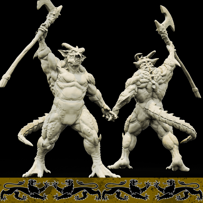 3D Printed Bestiary Vol. 4 Nafarrate - Quas'kuma Demon Fiend 32mm Ragnarok D&D