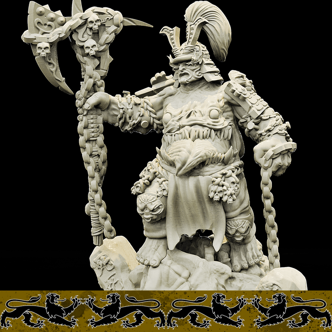 3D Printed Bestiary Vol. 4 Nafarrate - Xing Tiang Chinese Warrior 32mm Ragnarok D&D