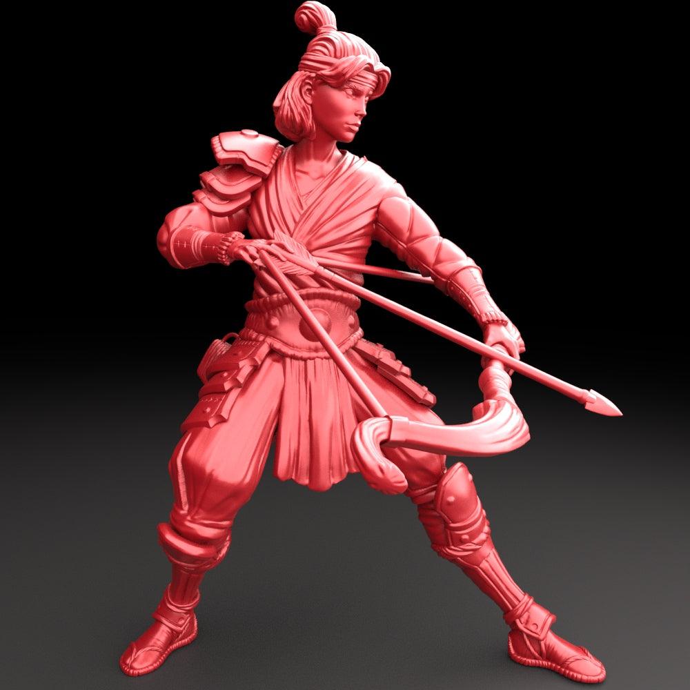 3D Printed Bestiary Vol. 5 Nafarrate - Archer Samurai 32mm Ragnarok D&D