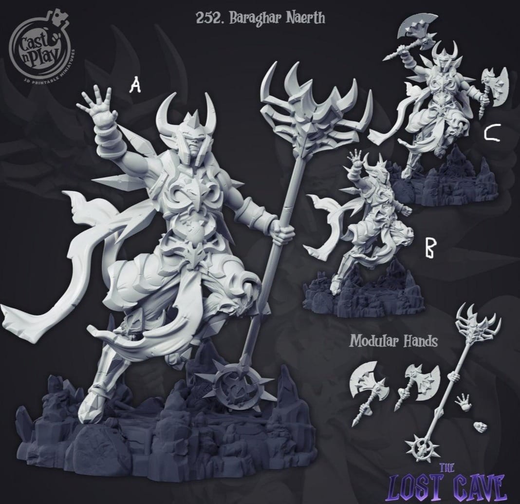3D Printed Cast n Play Baraghar Naerth 28mm 32mm D&D