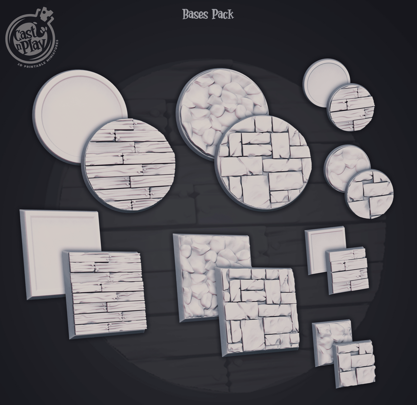 3D Printed Cast n Play Basic Base Set 28mm 32mm D&D