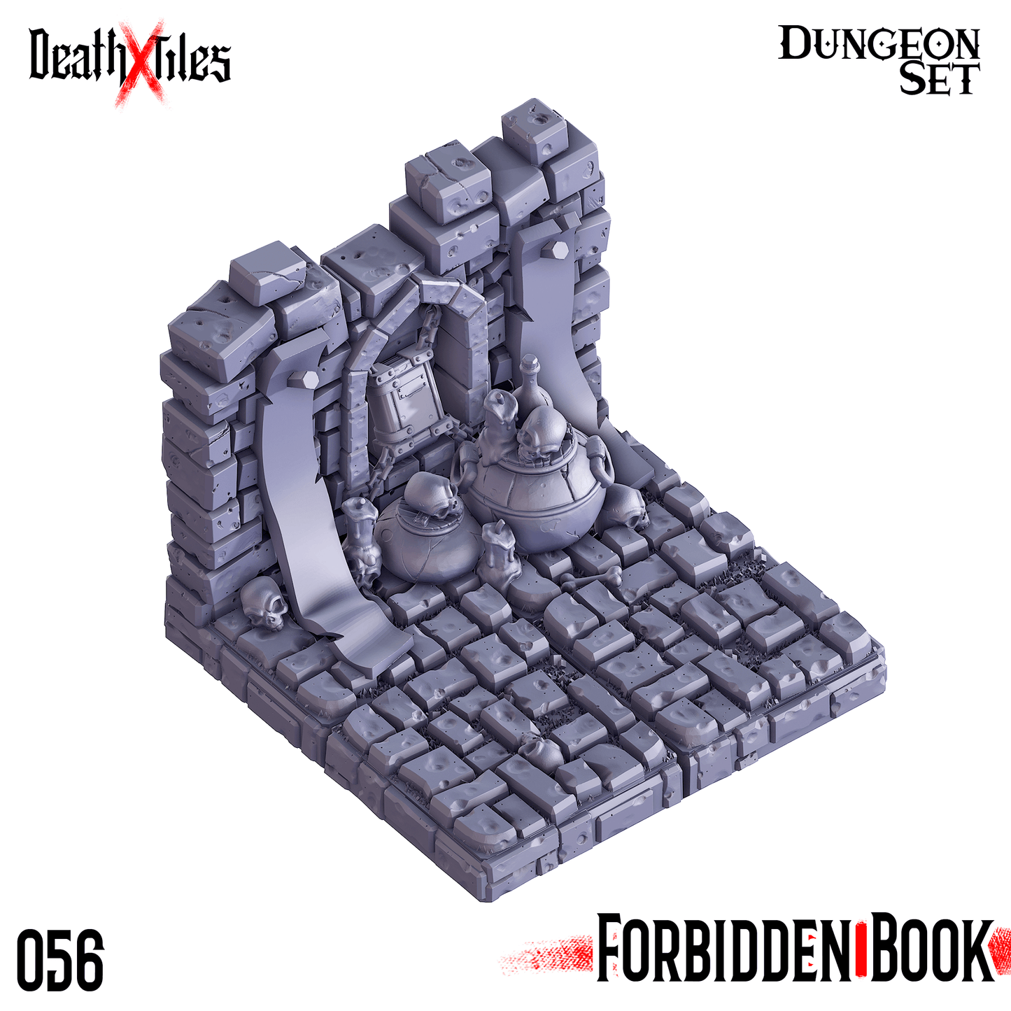 3D Printed Cast n Play Death x Tiles - Straight Walls Set 28mm 32mm D&D