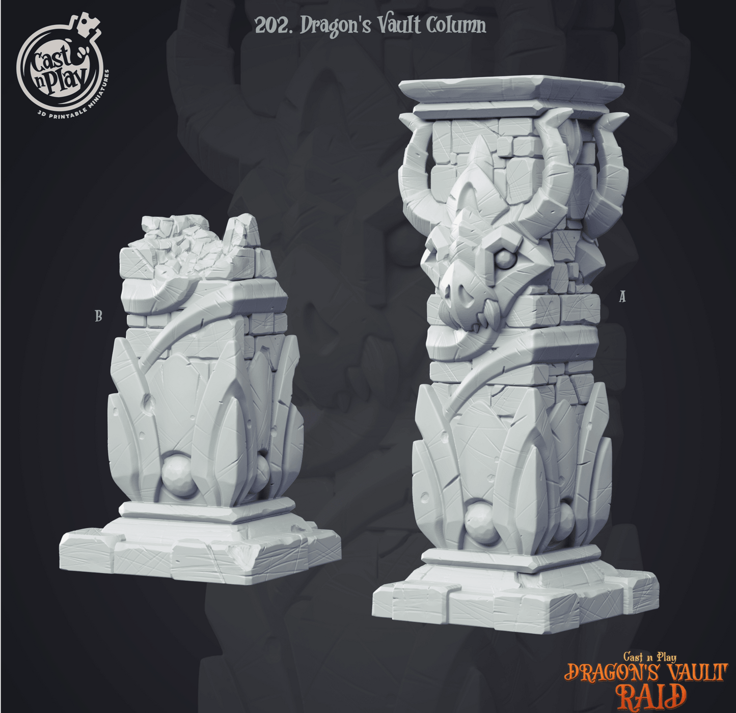 3D Printed Cast n Play Dragon's Vault Columns Dragon's Hoard 28mm 32mm D&D