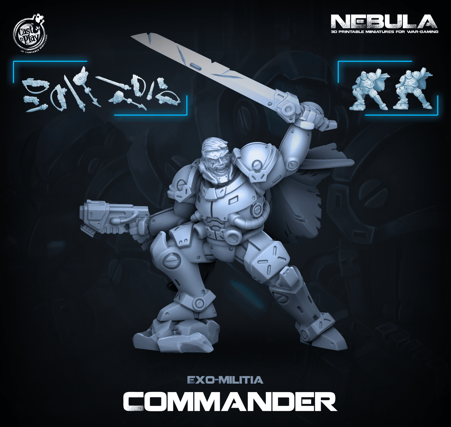 3D Printed Cast n Play Exo Commander Nebula Origins 28mm 32mm D&D