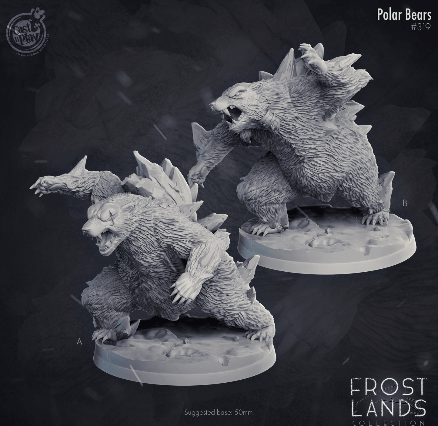 3D Printed Cast n Play Frostlands - Polar Bear 28mm 32mm D&D