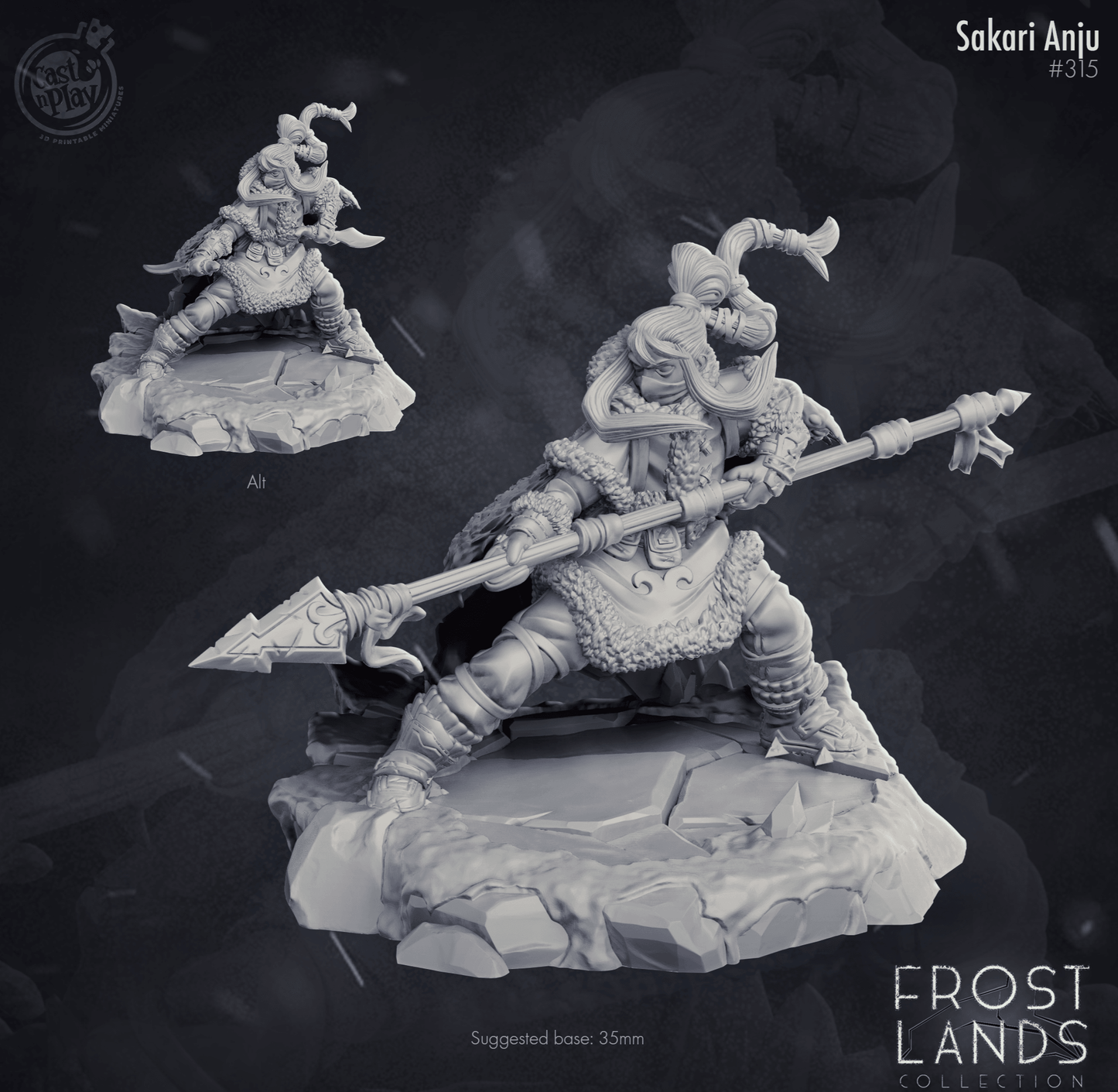 3D Printed Cast n Play Frostlands - Sakari Anyu 28mm 32mm D&D