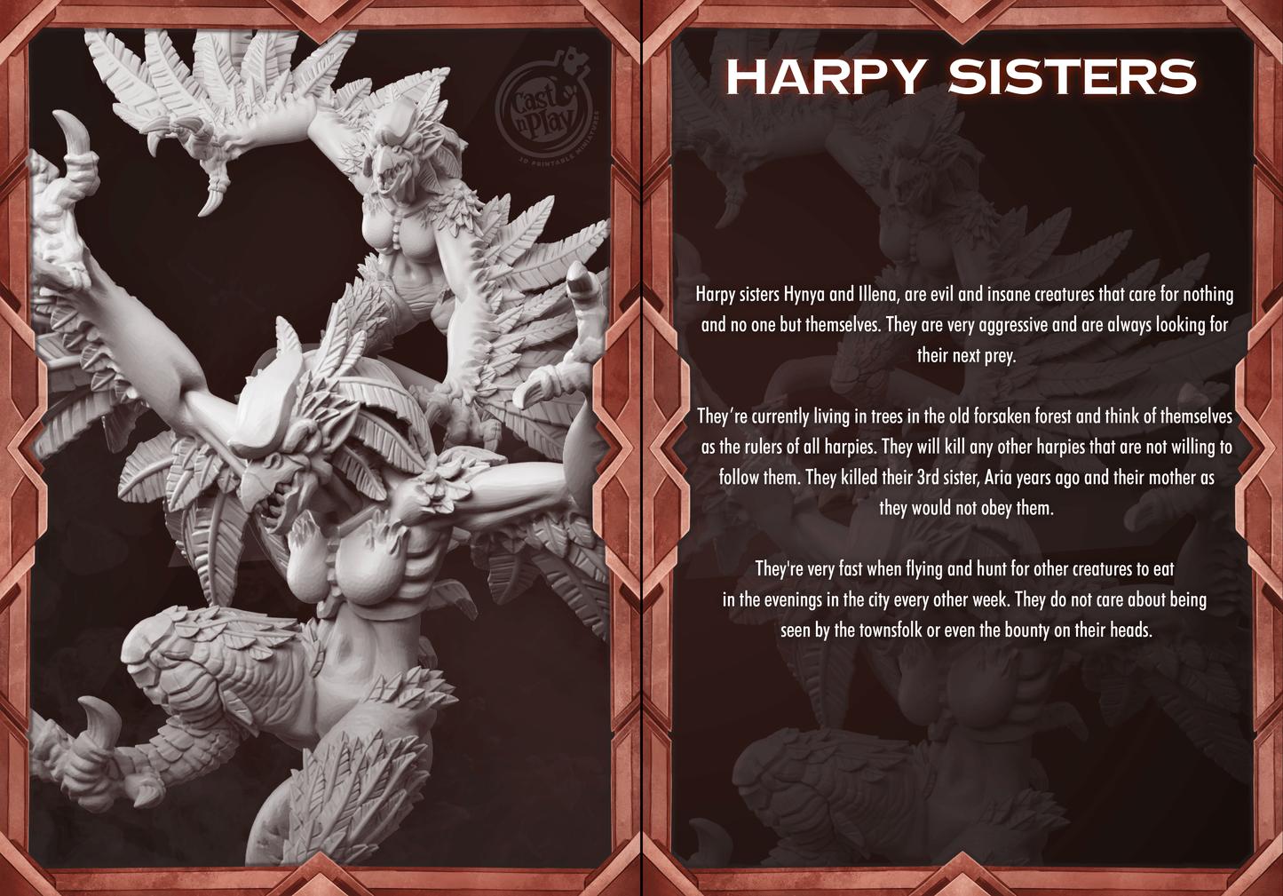 3D Printed Cast n Play Harpy Sisters Aria and Hynya Mythical Clash 28mm 32mm D&D