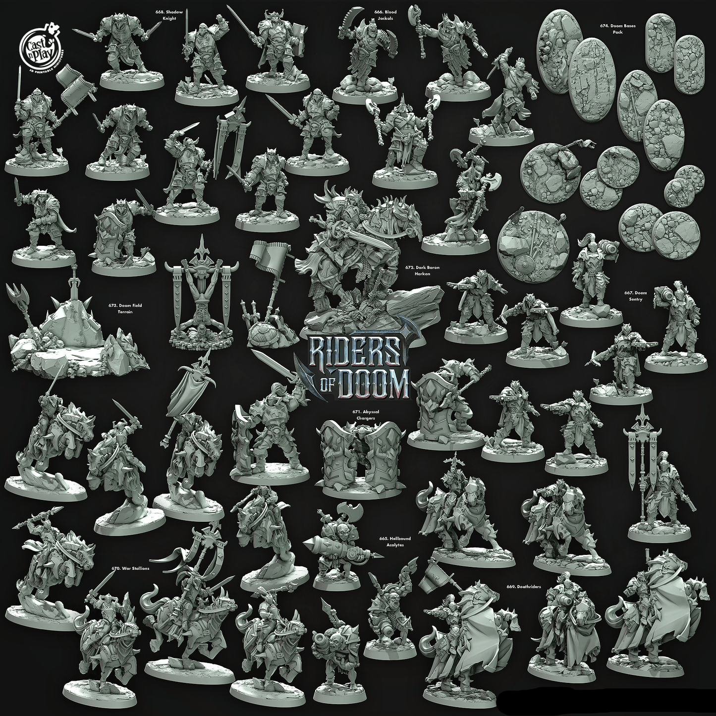 3D Printed Cast n Play Hellbound Acolytes Riders of Doom Set 28mm 32mm D&D