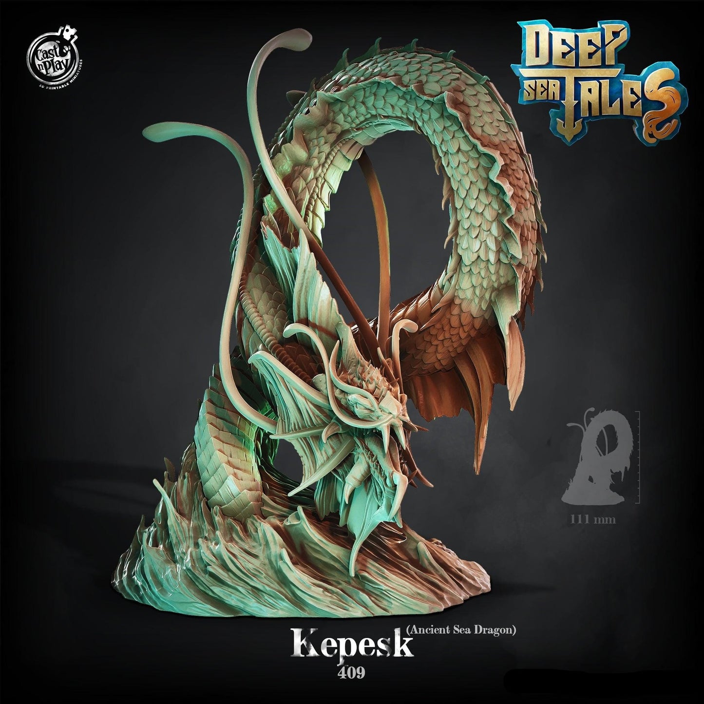3D Printed Cast n Play Kepesk (Ancient Sea Dragon) 28mm 32mm D&D
