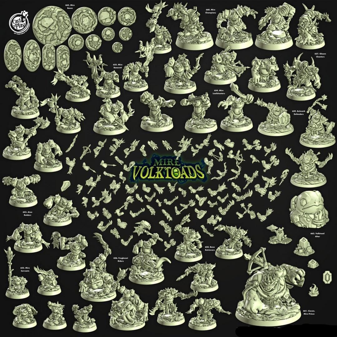 3D Printed Cast n Play Mire Bases Mire Volktoads Set 28mm 32mm D&D