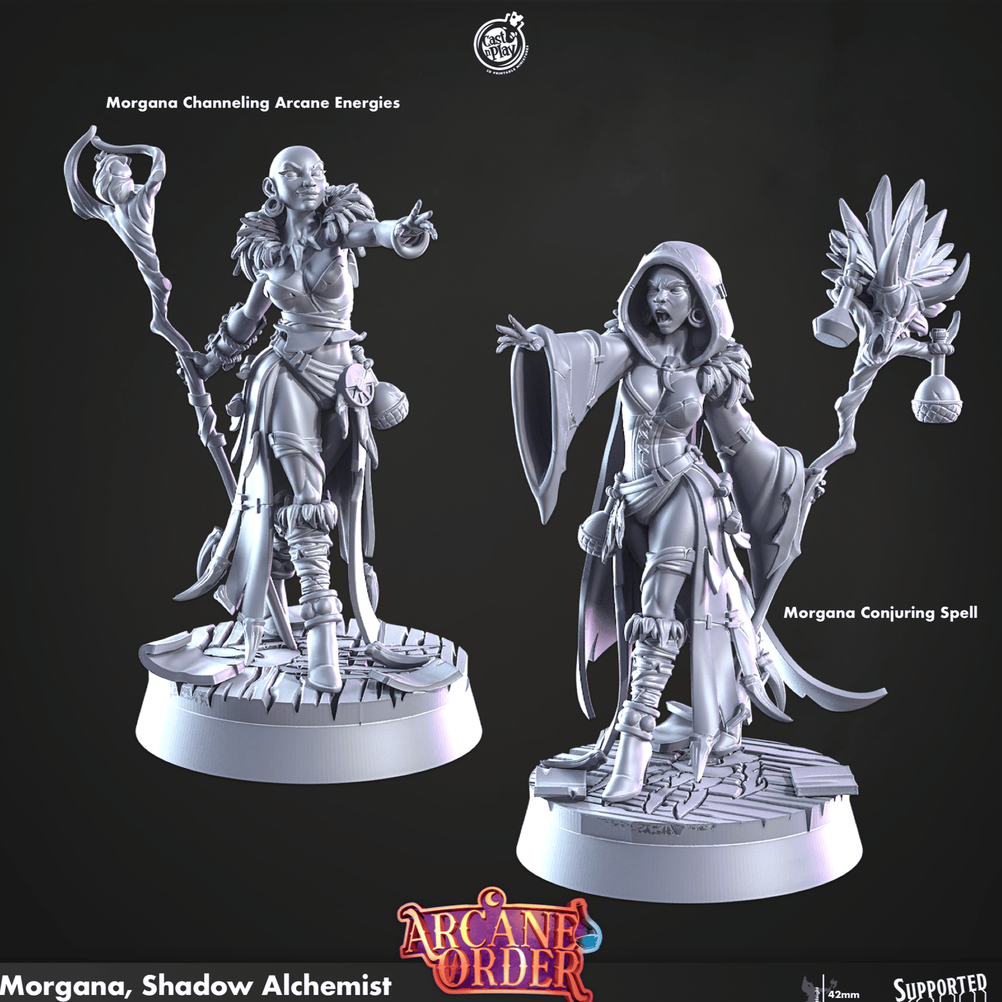 3D Printed Cast n Play Morgana Shadow Alchemist 28mm 32mm D&D