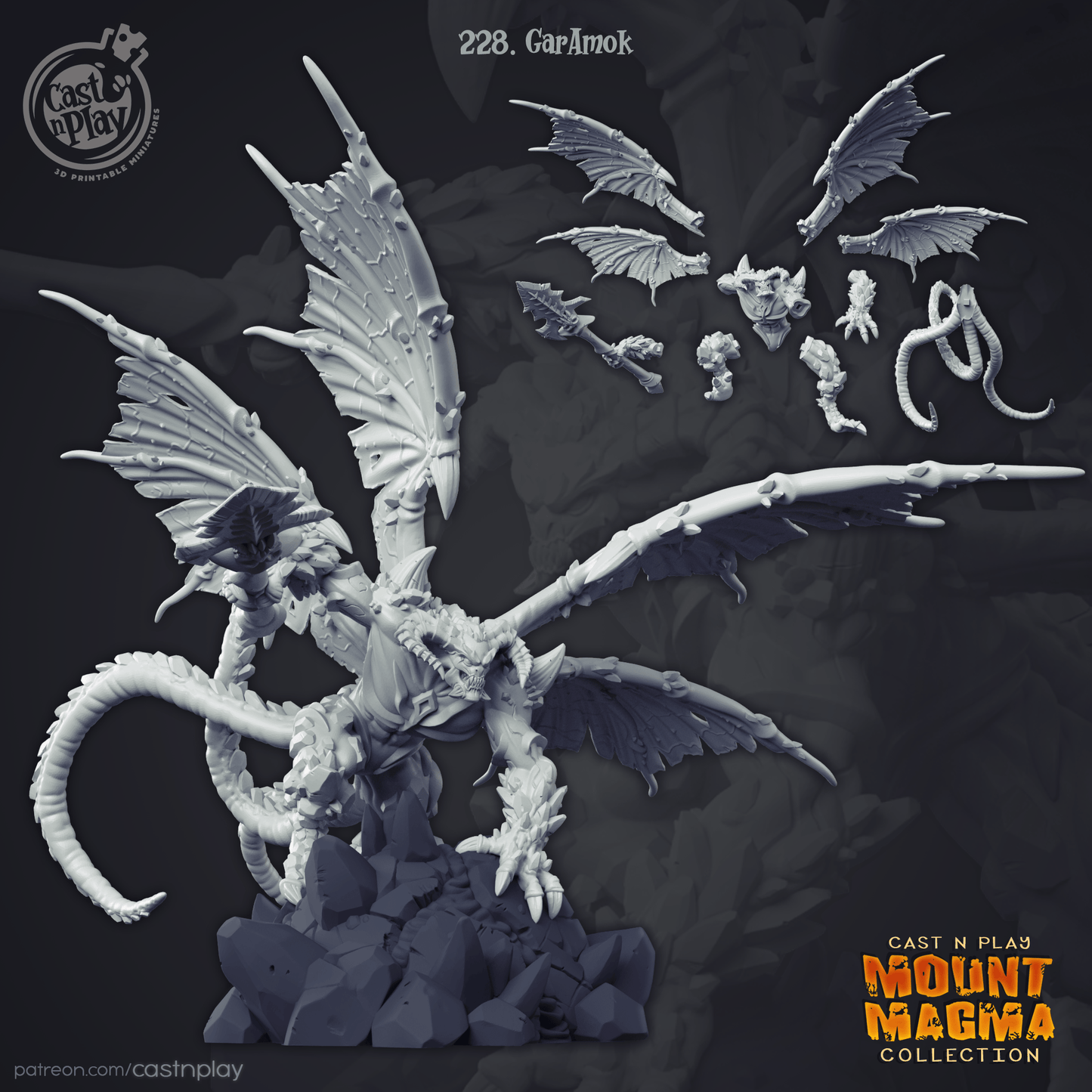 3D Printed Cast n Play Mount Magma Collection - GarAmok 28mm 32mm D&D